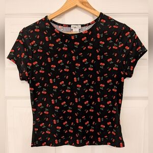 Y2K Vintage Inspired Cherry Print Babydoll Top Women's Size Large Rue21